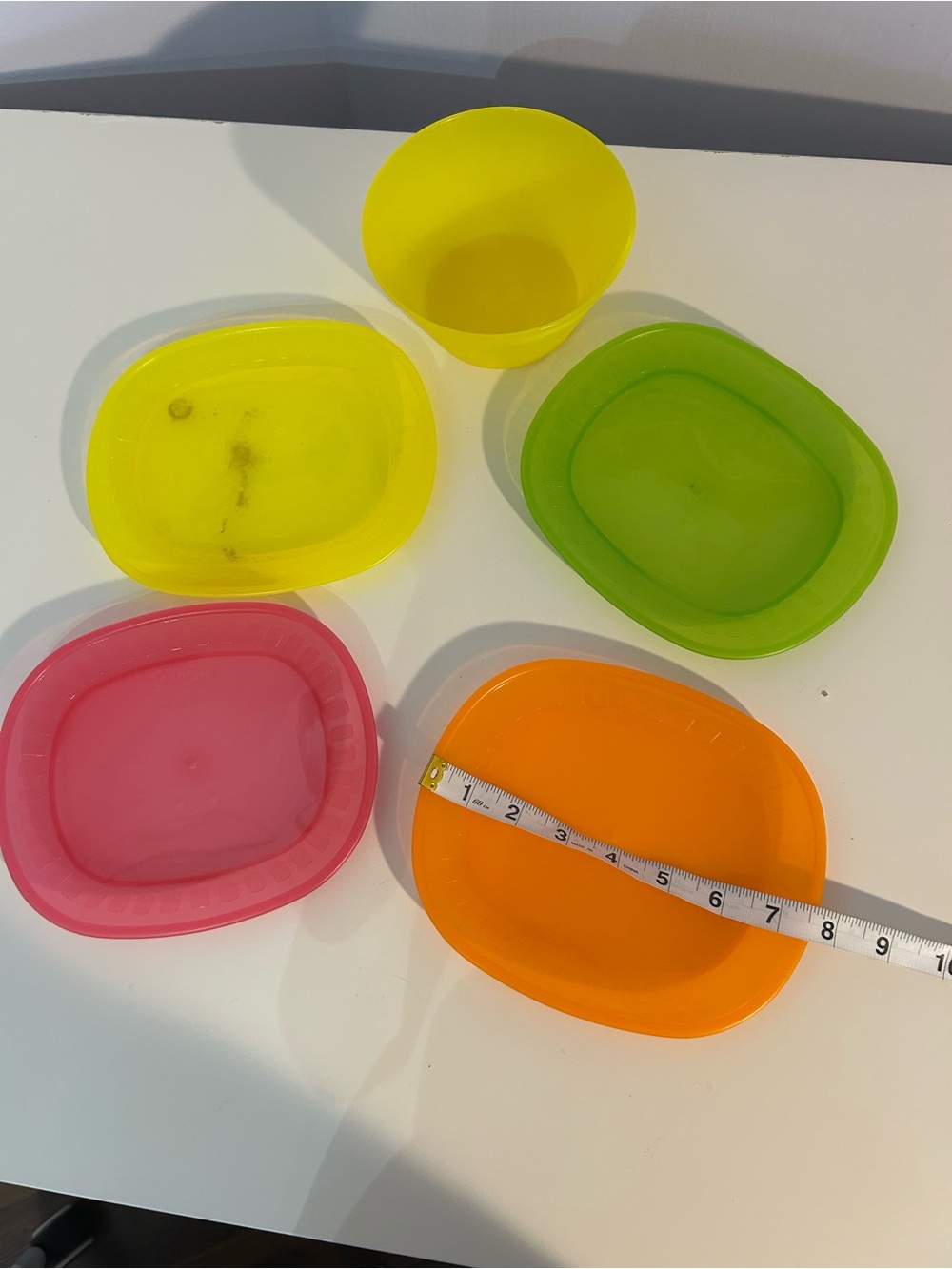 Colorful Party Serving Bowls and Cup Set - Yellow, Green, Orange, Pink- 5 items